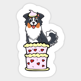 Collie dog Jumping out of a cake Sticker